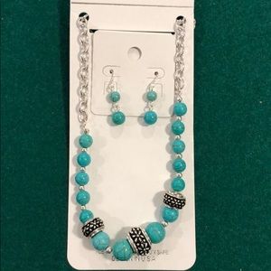 Turquoise necklace and earrings set